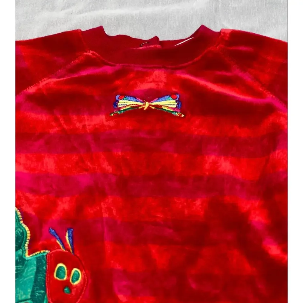 Vintage NWT Carter's Eric Carle Velour Hungry Caterpillar Romper 6 9M Red Baby